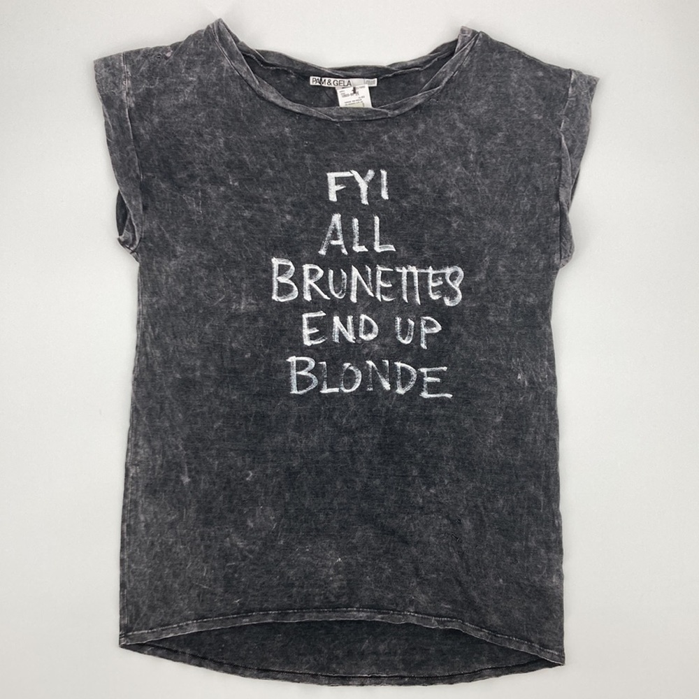 Pam & Gela FYI Graphic Off the Shoulder Destroyed Maternity Tee Shirt NWT